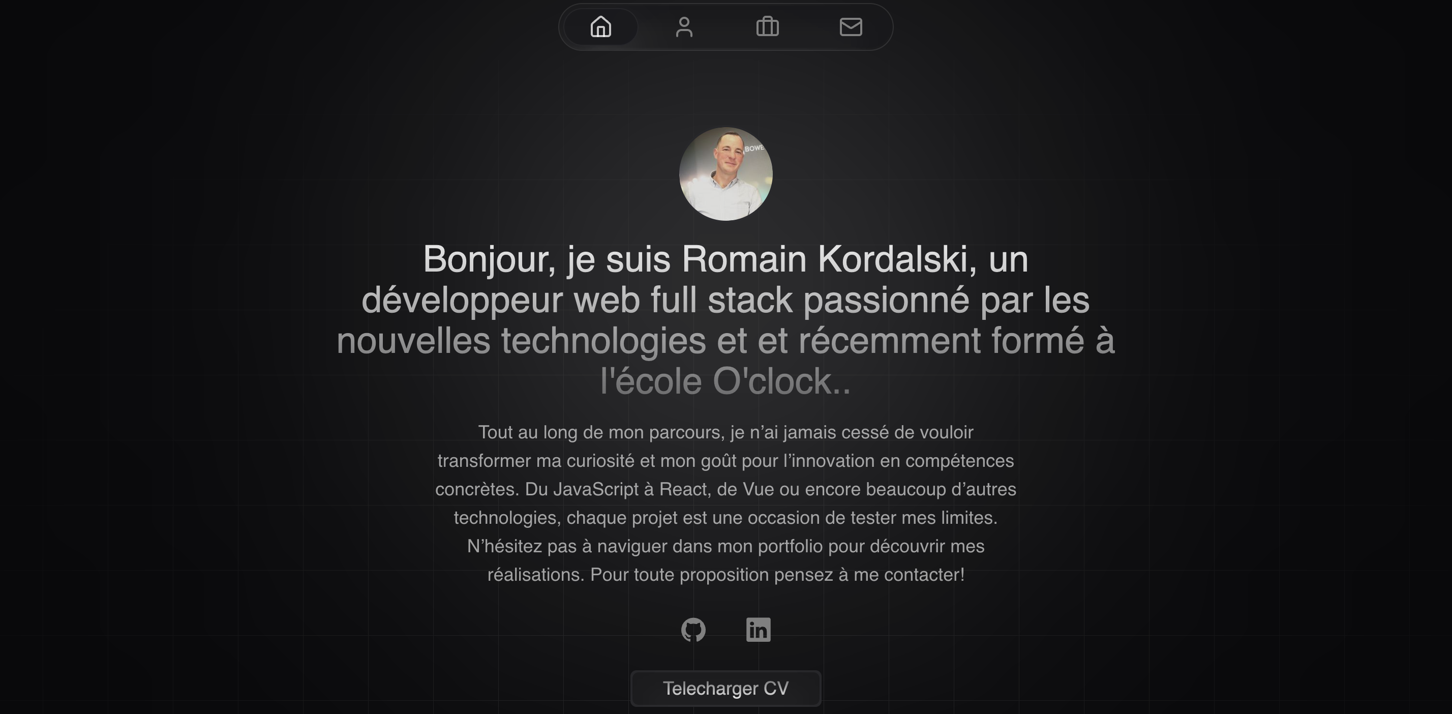 Screenshot du portfolio de Romain Kordalski